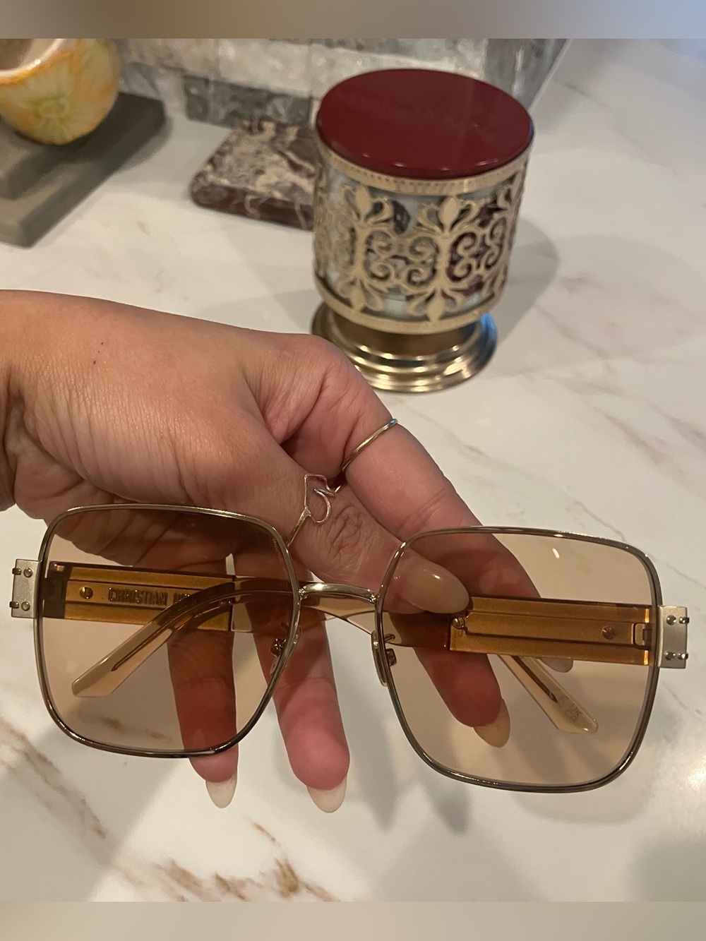 Dior Gold-Tone Sunglasses with Brown Gradient Lenses